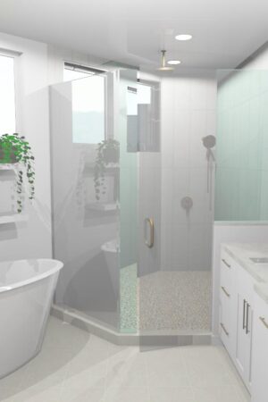 Custom Home Primary Bathroom Rendering