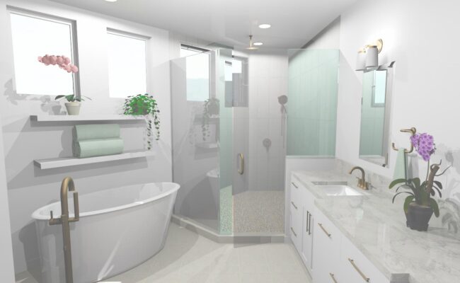Custom Home Primary Bathroom Rendering