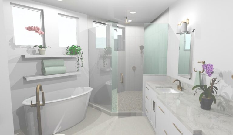 Custom Home Primary Bathroom Rendering