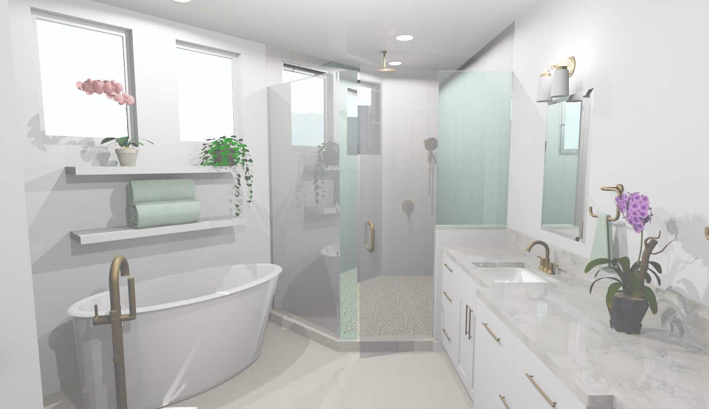 Custom Home Primary Bathroom Rendering