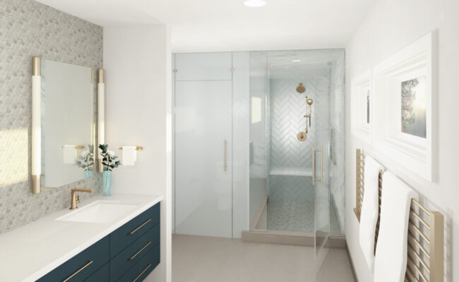 Custom Home Primary Bathroom Rendering