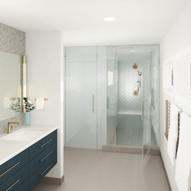 Custom Home Primary Bathroom Rendering