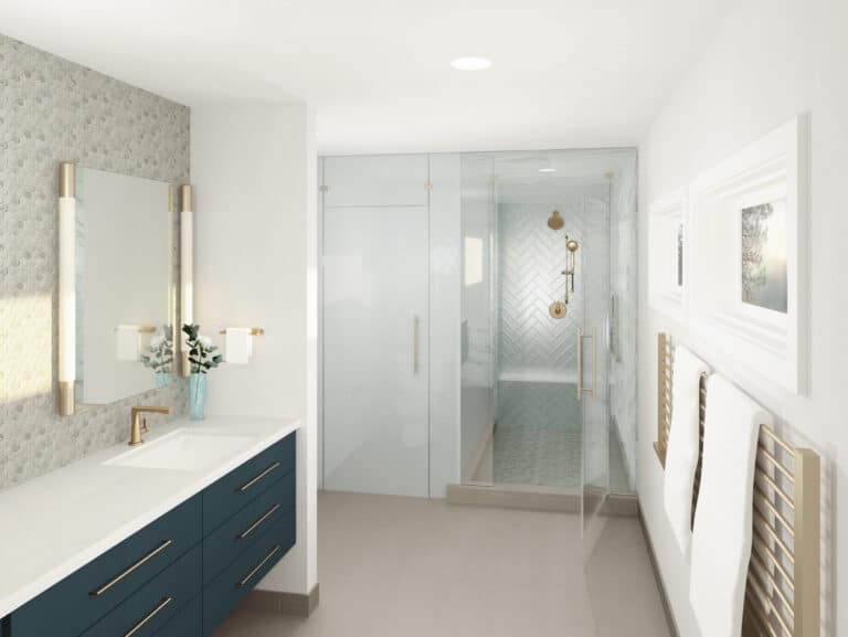 Custom Home Primary Bathroom Rendering