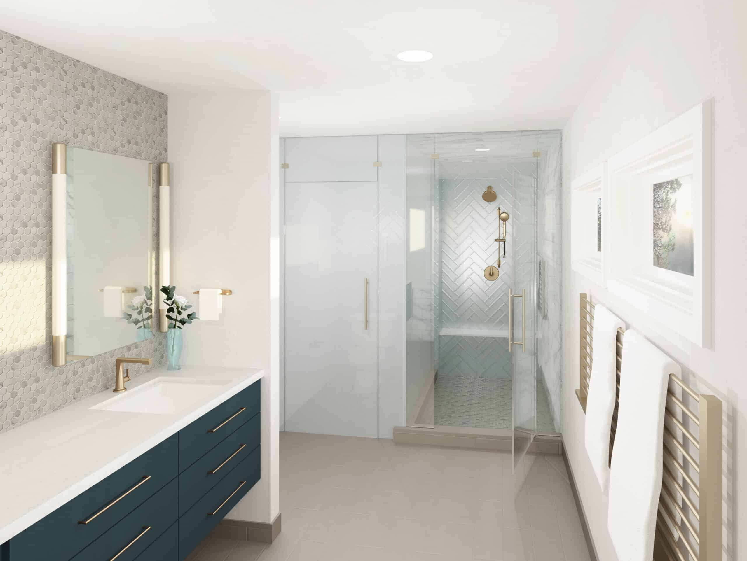 Custom Home Primary Bathroom Rendering