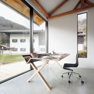 Modern home office with window wall