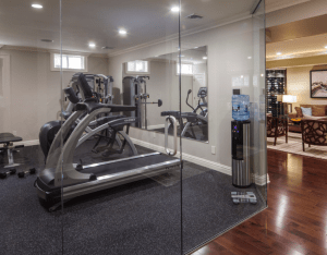 basement with home gym