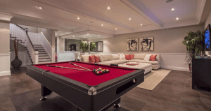 basement remodel with pool table