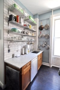 Kitchen with opening shelves