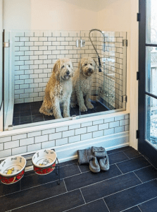 white tiled dog wash