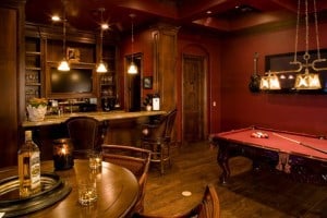 Bar room with red walls
