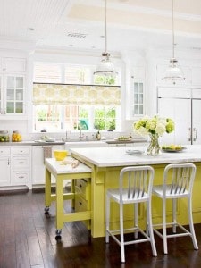 Yellow Kitchen Island with built-in extension