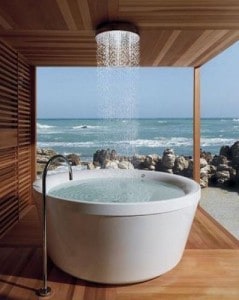 Soaking tub with a view