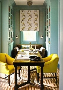 bright colored chairs in home office