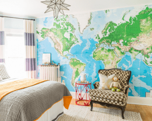 Houzz.com- Dina Holland Interiors Map Mural on the Wall 