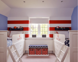 Houzz.com- Sarah Finney Interiors- Red White and Blue Kids Room