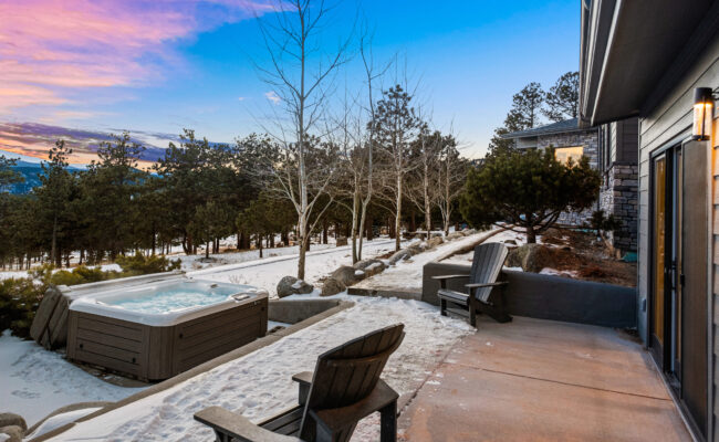 Custom Mountain Home - Exterior Hot Tub View