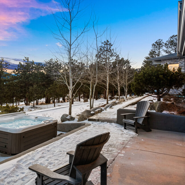 Custom Mountain Home - Exterior Hot Tub View